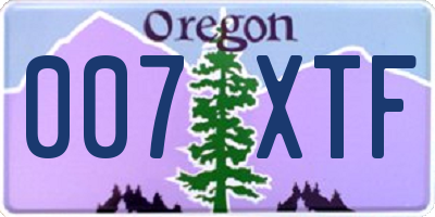 OR license plate 007XTF