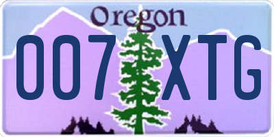 OR license plate 007XTG