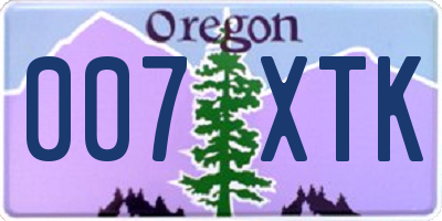 OR license plate 007XTK