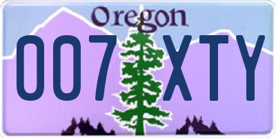 OR license plate 007XTY