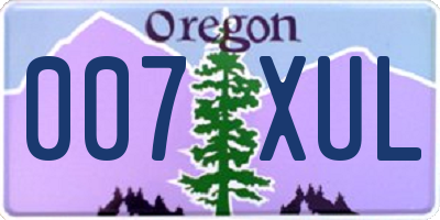 OR license plate 007XUL