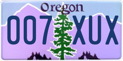 OR license plate 007XUX