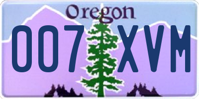 OR license plate 007XVM