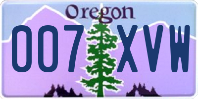 OR license plate 007XVW