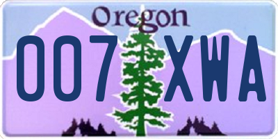 OR license plate 007XWA