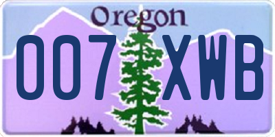 OR license plate 007XWB