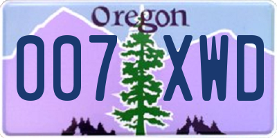 OR license plate 007XWD