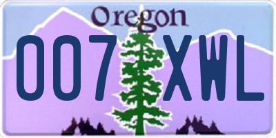 OR license plate 007XWL