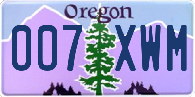 OR license plate 007XWM