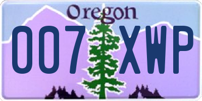 OR license plate 007XWP