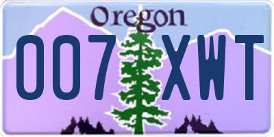 OR license plate 007XWT