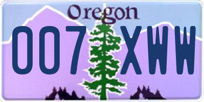 OR license plate 007XWW