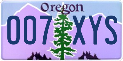 OR license plate 007XYS