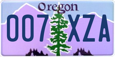 OR license plate 007XZA