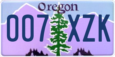 OR license plate 007XZK