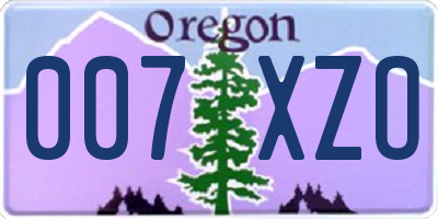 OR license plate 007XZO