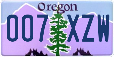 OR license plate 007XZW