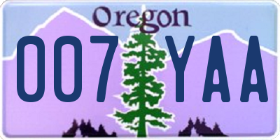 OR license plate 007YAA