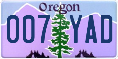 OR license plate 007YAD