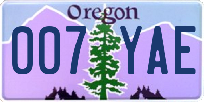 OR license plate 007YAE