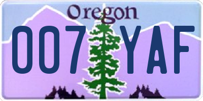 OR license plate 007YAF