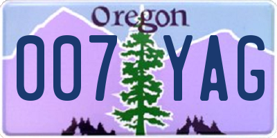 OR license plate 007YAG