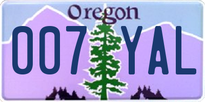 OR license plate 007YAL