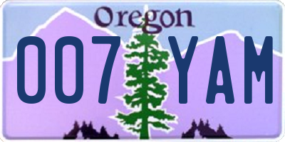 OR license plate 007YAM