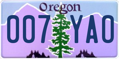 OR license plate 007YAO