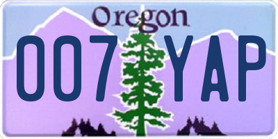 OR license plate 007YAP