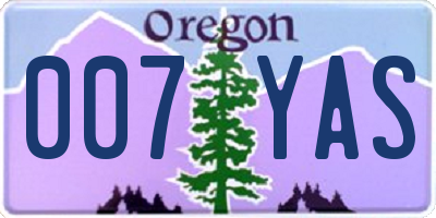 OR license plate 007YAS