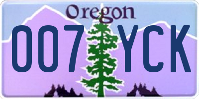 OR license plate 007YCK