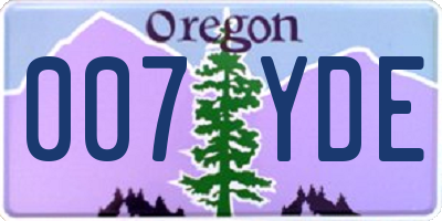 OR license plate 007YDE