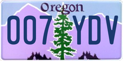 OR license plate 007YDV