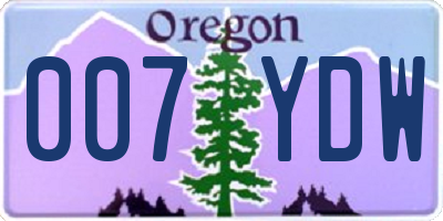 OR license plate 007YDW