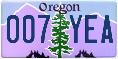 OR license plate 007YEA