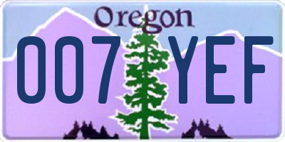 OR license plate 007YEF