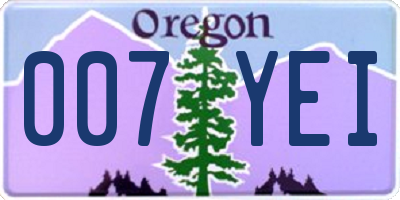 OR license plate 007YEI
