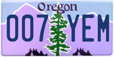 OR license plate 007YEM