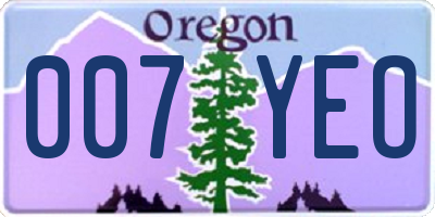 OR license plate 007YEO