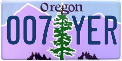 OR license plate 007YER