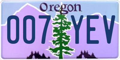 OR license plate 007YEV