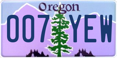 OR license plate 007YEW