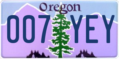 OR license plate 007YEY