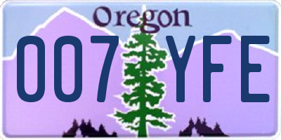 OR license plate 007YFE