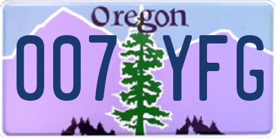OR license plate 007YFG