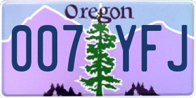 OR license plate 007YFJ