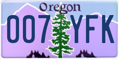 OR license plate 007YFK