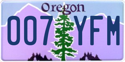 OR license plate 007YFM