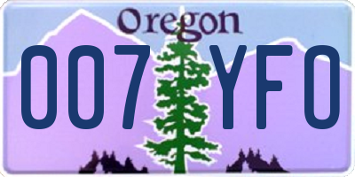 OR license plate 007YFO